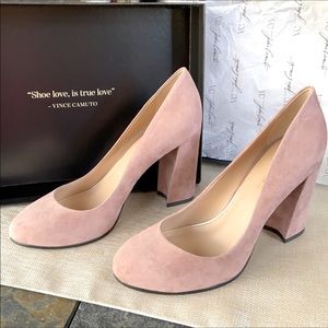 VC John Camuto velour leather pink Abigail high stack block heel 10